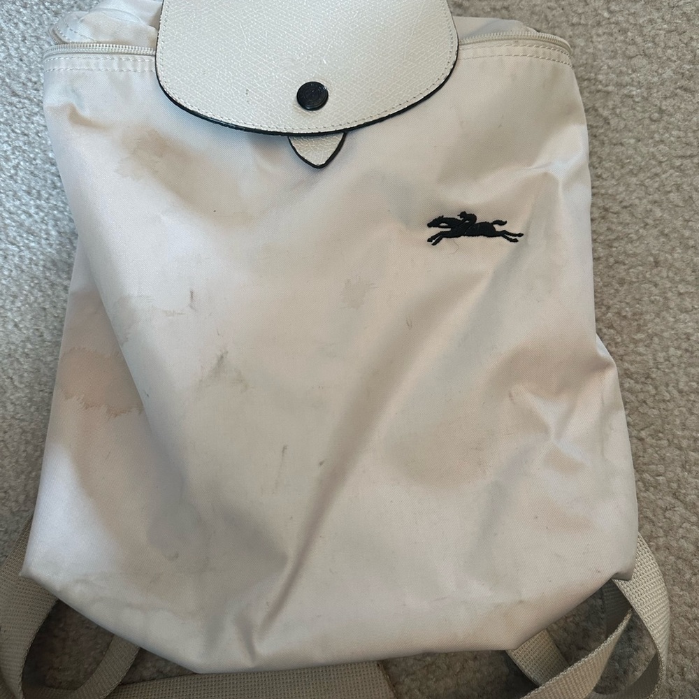 Longchamp Cream Backpack with Black Logo